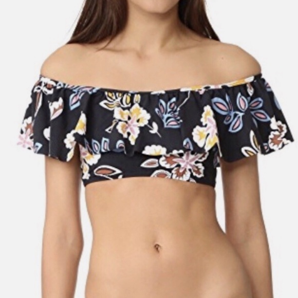 NWT TORY BURCH Hopewell Off-the-Shoulder Ruffle Swim Top + Hipster Bottom-SM - Picture 4 of 14